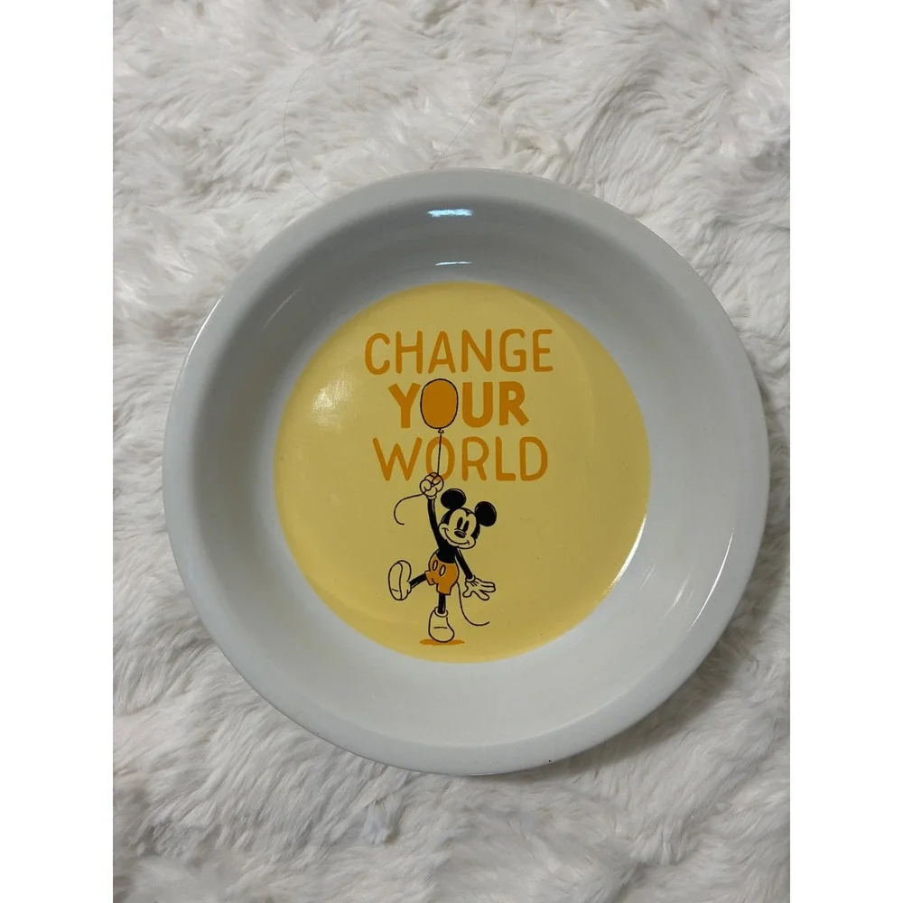 Disney Mickey Mouse Pet Bowl Change Your World Stoneware 17oz